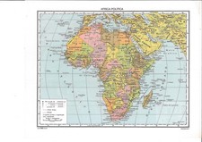 AFRICA CARTINA GEOGRAFICA  F.M.B. 36,3 X  28,2 VINTAGE  PLASTIFICATA