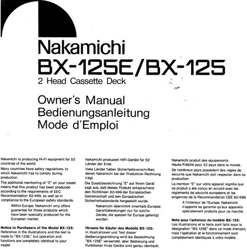 Nakamichi 125 125e - nakamichi, bx-125