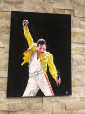 Quadro Dipinto a mano su tela '' Freddie Mercury '' autenticato e firmato A