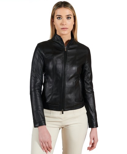 Giacca vera pelle nera donna - giacca,