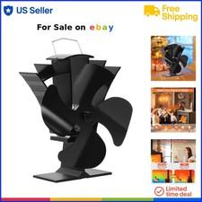 Ventilatore Stufa a Legna Alluminio 4 Pale Camino Calore Circolazione Aria