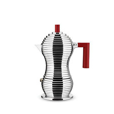 Caffettiera PULCINA rosso, Alessi, Michele De Lucchi, 3 misure 1, 3, 6 alluminio