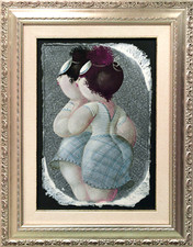 LO SPECCHIO - dipinto a olio 50x35 cm di Nicola VIETTI quadro in cornice