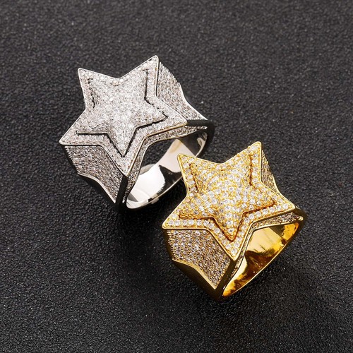 Anello stella zirconi - , placcato