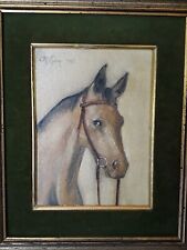 Dipinto antico quadro cavallo olio su tela equestre stile George Stubbs 30x25cm