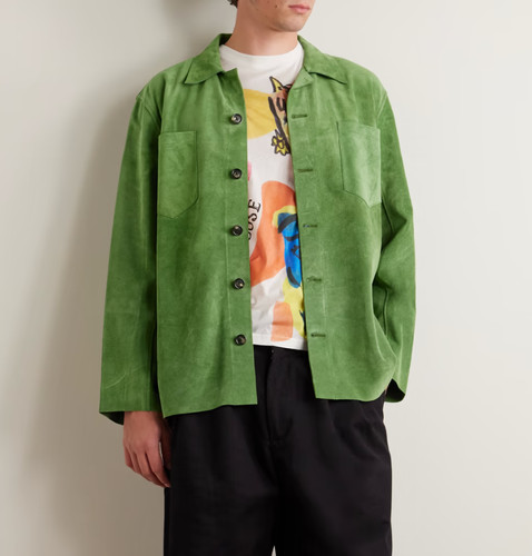 Giacca camicia pelle verde - , da