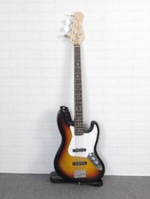 Basso elettrico strumento musicale Rocktile con custodia tracolla e cavo vintage