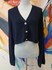 Reformation Val Easy Crop Wool Cardigan Navy Blue Regenerative Women Size Small