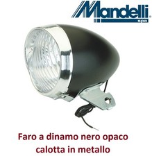 0160 - Faro Anteriore Vintage in metallo Nero a dinamo per Bici 20-24-26 Olanda