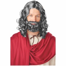 Parrucca costume uomo Natale tre saggi Mosè Gesù grigio biblico vecchio