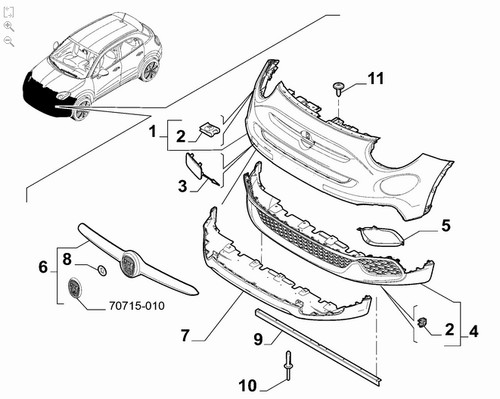 Paraurti anteriore fiat 500x - anteriore,