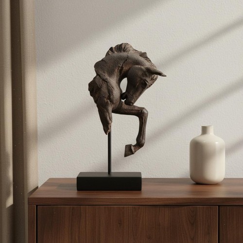 Scultura cavallo bronzo scuro - cavallo,