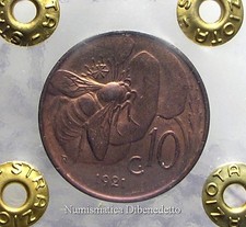 Regno - Vittorio Emanuele III - 10 Cent Ape 1921 FDC / UNC Periziata Rame Rosso