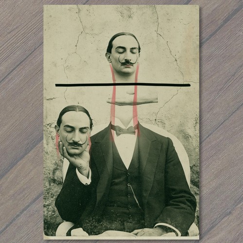 Cartolina surreal collage uomo - surreal,