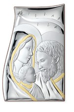 CAPOLETTO-QUADRO SACRA FAMIGLIA Cm.20Lx30H in ARGENTO 925% RETRO MOGANO 21136