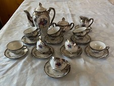 ANTICO SERVIZIO DA CAFFE' IN PORCELLANA DI BAVARIA IN BAGNO ARGENTO