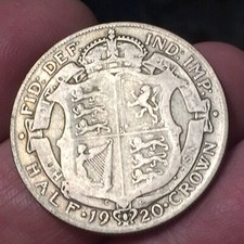 GREAT BRITAIN HALF 1/2 crown 1920 - George V ARGENTO