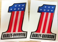 COPPIA ADESIVI RESINATI 3D HARLEY DAVIDSON NUMERO UNO - NUMBER ONE - USA