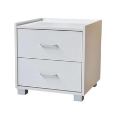 Comodino in Legno Melaminico con 2 Cassetti colore Bianco 43x40x43H cm 121B