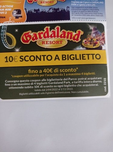 Buono sconto gardaland - gardaland, 10€