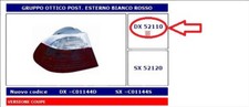 FANALE POST EST DX BIANCO ROSSO S/PORTALAMPADA BMW S.3 E46 COUPE' CABRIO 99- 03