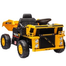 AIYAPLAY Camion per Bambini 3-5 Anni con Motore 12V, Fari e Musica, Giallo