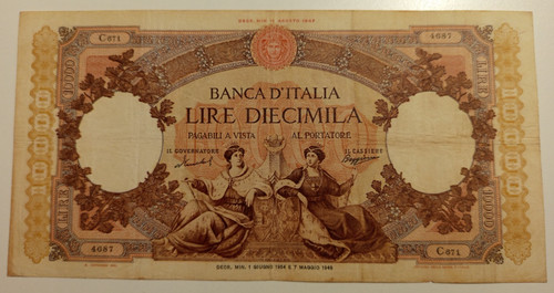 10000 lire 1954 - lire, bb