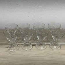 Lotto 8 bicchieri da liquore vintage in cristallo base esagonale stile metà secolo