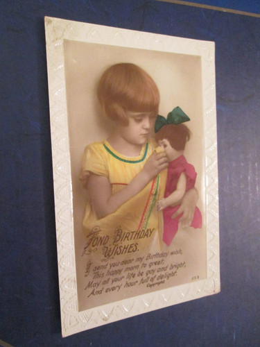 Postcard child with - "child, doll"