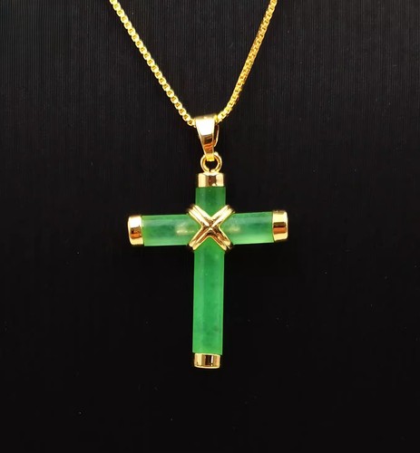 Collana ciondolo giada croce - collana,