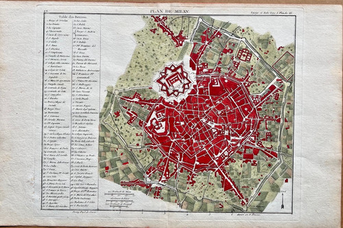 Antica mappa milano lalande - mappa, de