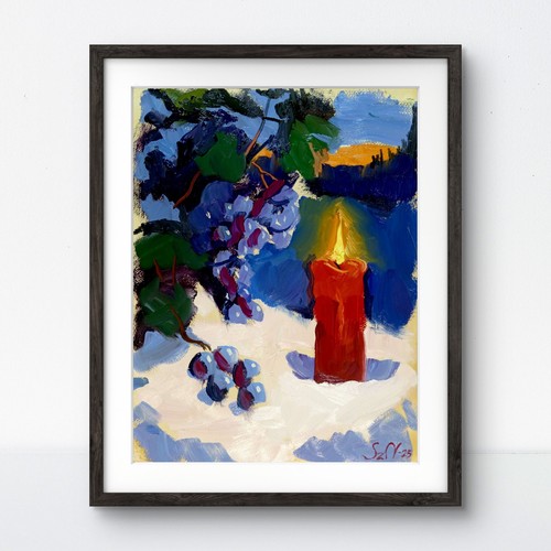 Candela dipinto olio originale