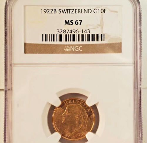 1922 svizzera franchi oro - 10,