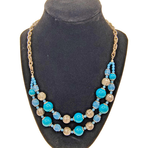 Collana perline tono argento - perline,