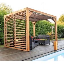 Gazebo Pergola in Legno 3x2 da Giardino con Copertura Veneziane Mobili