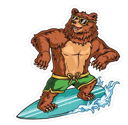 Adesivo surf orso - surf, adesivi