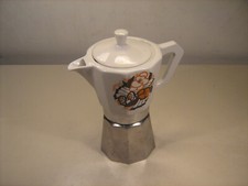 Caffettiera Vintage "F.LLI GEMELLI" da 6 Tz, Ceramica/Alluminio, Anni '70 Ottima