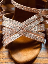 Scarpe da Ballo salsa latino realizzate a mano, color carne con strass