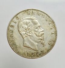 REGNO D'ITALIA - VITTORIO EMANUELE II 1861-1878 -AG/ 5 LIRE 1877 roma