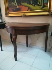 Tavolo consolle a mezzaluna  Antico in noce Direttorio 