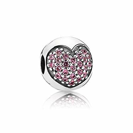 Pandora clip cuore - pavè, rosa