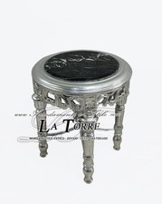 Tavolino rotondo barocco Luigi XV alzatina argento marmo nero AL3444