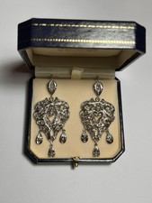 ORECCHINI PRIMI NOVECENTO PARTI IN ORO 750- PARTI ARGENTO DIAMANTI T.ROSA