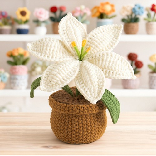 Set vaso fiori - , all'uncinetto