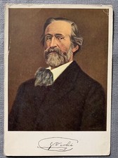 VECCHIA CARTOLINA RITRATTO DI GIUSEPPE VERDI CON AUTOGRAFO A STAMPA - FG NVG