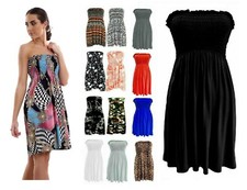 Ladies Estivo Boho Boobtube Bandeau Corto senza Spalline Stampato Maglia Vestito