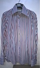 GIAMPAOLO camicia uomo  Tg 41/16 cucita a mano Polsi anche foro per gemelli -