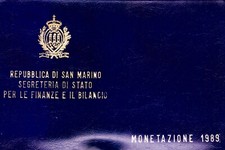 SAN MARINO. 1989 SERIE DIVISIONALE: 10 MONETE FDC, LIRE 1.000 ARGENTO. RARA