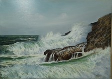 Quadro Mareggiata 50x70 Olio Su Tela