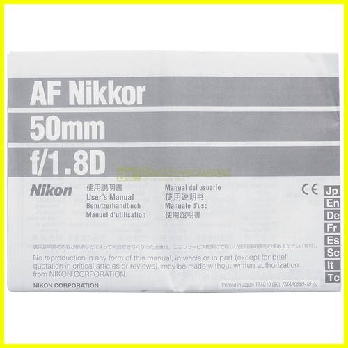 Manuale per obiettivo - nikon, af